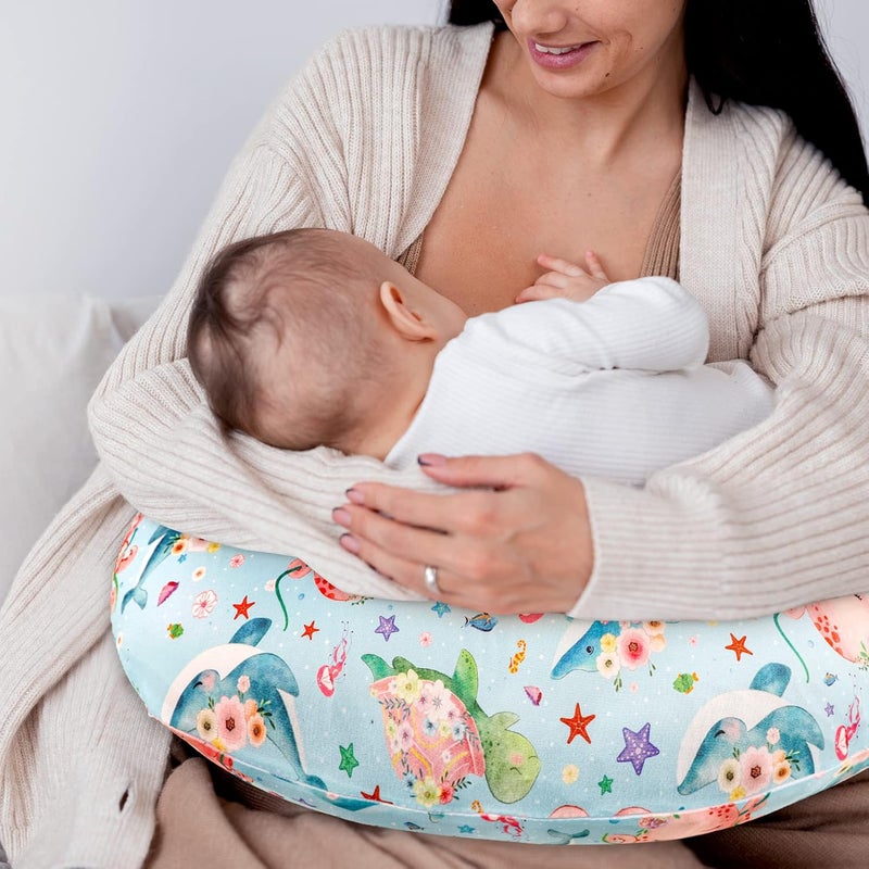 DILIMI Nursing Pillow Cover Stretchy Removable Cover for Breastfeeding Pillows, Ultra Soft Comfortable Slipcover for Baby Girl and Boy, Ocean World - Image 5